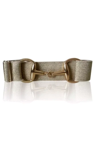 Elastischer Gürtel mit Gebiss-Schnalle Glitzer Gold