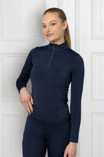 Trainingsshirt Diamond Gloss Navy mit Kristallen