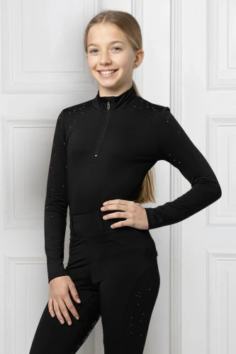 Trainingsshirt Diamond Gloss Schwarz KIDS mit Kristallen