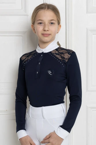 Turniershirt mit Spitze Teresa Navyblau KIDS