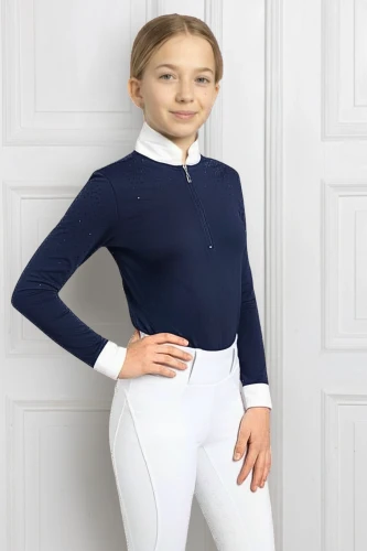 Turniershirt Diamond Gloss Navy mit Kristallen KIDS 