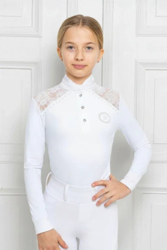 Turniershirt mit Spitze Teresa Weiß KIDS