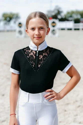 Turniershirt mit Spitze Viki Schwarz KIDS