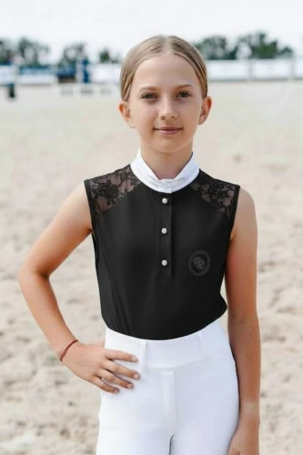 Turniershirt mit Spitze Bella Schwarz KIDS