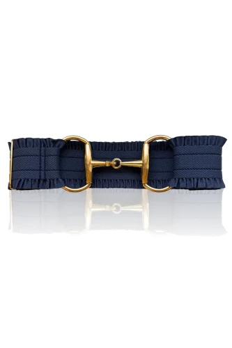 Elastischer Gürtel mit Gebiss und Volants Navy - Gold