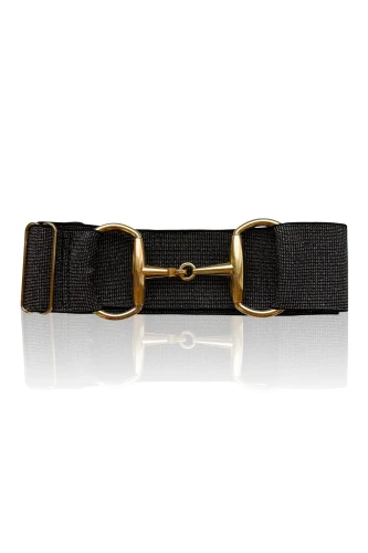 Elastischer Gürtel mit Gebiss Glitzer Black & Gold