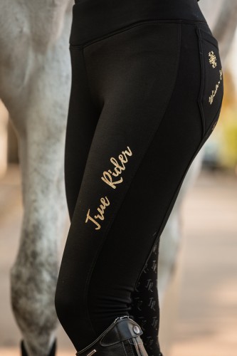 Winter Season Black & Gold Leggings